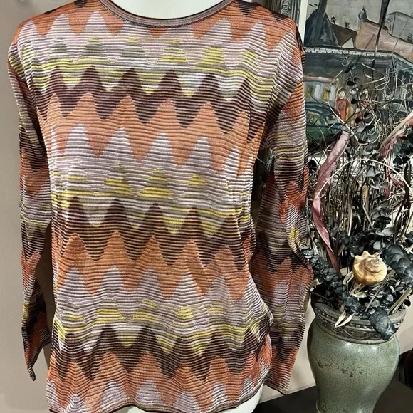 M missoni zig zag long sleeves knit top size M